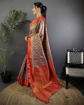 Purple silk leheriya meenakari zari weaves dharmavaram saree 2