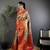Beige silk leheriya meenakari zari weaves dharmavaram saree