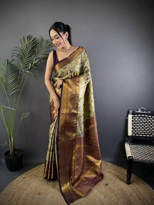 Green silk leheriya meenakari zari weaves dharmavaram saree 1
