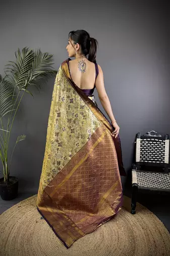 Green silk leheriya meenakari zari weaves dharmavaram saree