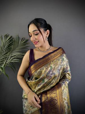 Green silk leheriya meenakari zari weaves dharmavaram saree 3