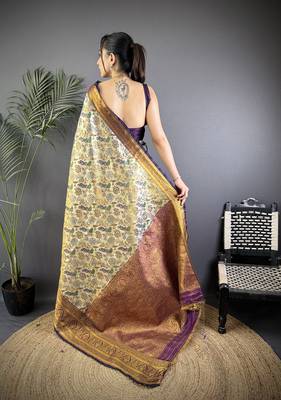 Green silk leheriya meenakari zari weaves dharmavaram saree 4