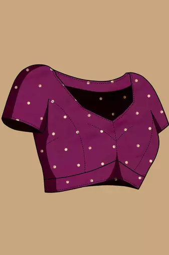 Purple litch silk blend polka dot weaving paithani saree