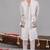 White georgette embroidered linen kurta jacket set for mens
