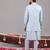 Skyblue georgette embroidered linen kurta jacket set for mens