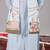Skyblue georgette embroidered linen kurta jacket set for mens