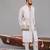 White georgette embroidered linen kurta jacket set for mens