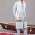 Skyblue georgette embroidered linen kurta jacket set for mens