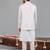 White georgette embroidered linen kurta jacket set for mens