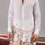 White georgette embroidered linen kurta set for mens