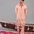Peach georgette embroidered linen kurta set for mens