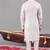White georgette embroidered linen kurta set for mens