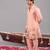 Peach georgette embroidered linen kurta set for mens