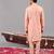 Peach georgette embroidered linen kurta set for mens