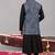 Black georgette embroidered anarkali jacket set for mens
