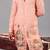 Peach georgette embroidered linen kurta set for mens