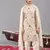 Ivory georgette embroidered kurta set for mens