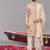 Beige georgette embroidered kurta set for mens