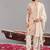 Beige georgette embroidered kurta set for mens