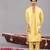 Yellow georgette embroidered linen kurta jacket set for mens