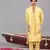 Yellow georgette embroidered linen kurta jacket set for mens