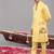 Yellow georgette embroidered linen kurta jacket set for mens