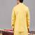 Yellow georgette embroidered linen kurta jacket set for mens