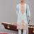 Sky blue georgette embroidered kurta set for mens