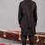 Black georgette embroidered linen kurta jacket set for mens