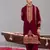 Wine georgette embroidered kurta set for mens