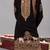 Black georgette embroidered kurta set for mens