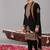 Black georgette embroidered kurta set for mens