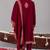 Wine georgette embroidered kurta set for mens