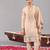 Beige georgette embroidered kurta set for mens