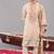 Beige georgette embroidered kurta set for mens