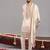 Ivory georgette embroidered kurta set for mens