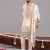 Ivory georgette embroidered kurta set for mens