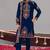 Blue georgette embroidered kurta set for mens