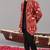 Red georgette embroidered jodhpuri set for mens