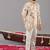 Ivory georgette embroidered jodhpuri set for mens