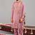 Pink georgette embroidered kurta set for mens