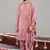 Pink georgette embroidered kurta set for mens