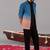 Blue and pink georgette embroidered jodhpuri set for mens