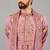 Pink georgette embroidered kurta set for mens