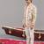 Ivory georgette embroidered jodhpuri set for mens