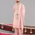 Pink georgette embroidered kurta set for mens