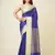 Blue faux raw silk checked khadi thread weaving banarasi saree