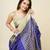 Blue faux raw silk checked khadi thread weaving banarasi saree