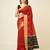 Red faux raw silk striped khadi thread weaving banarasi saree