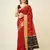 Red faux raw silk striped khadi thread weaving banarasi saree